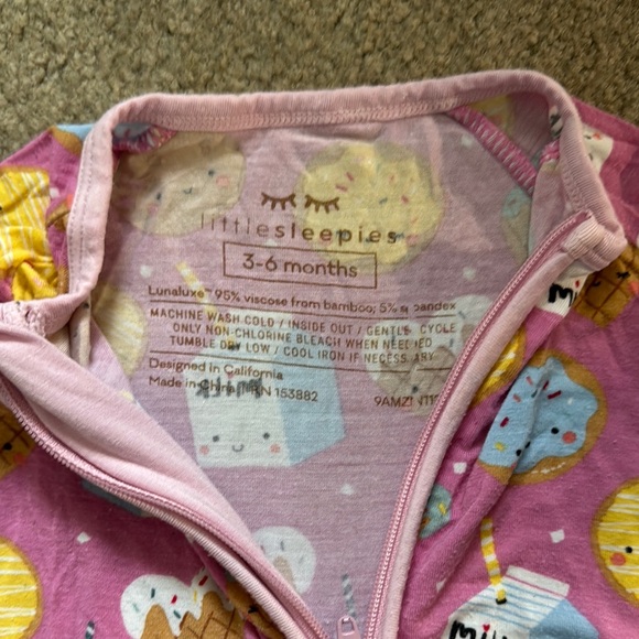 Little Sleepies Pink and Yellow Milk and Cookies One Piece with Zipper - Picture 2 of 3